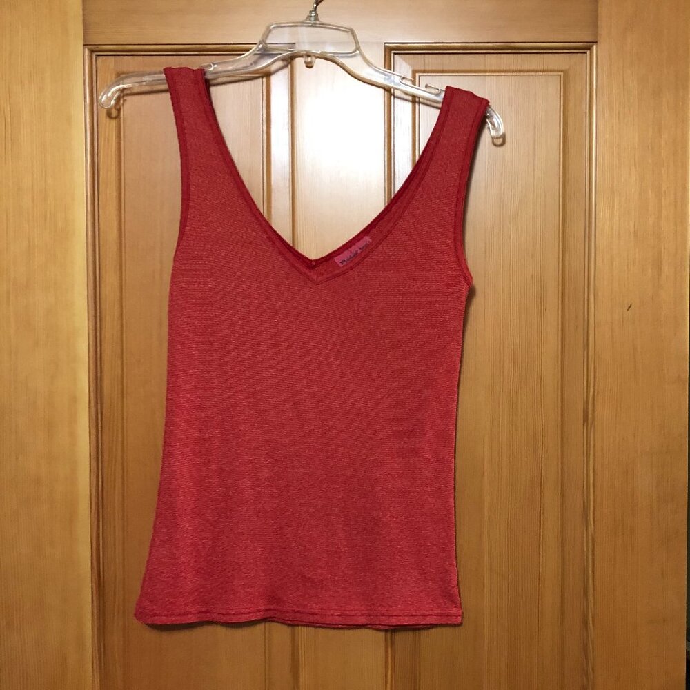 Michael Stars Shimmer Tank Top V-neck Front and Back, One size